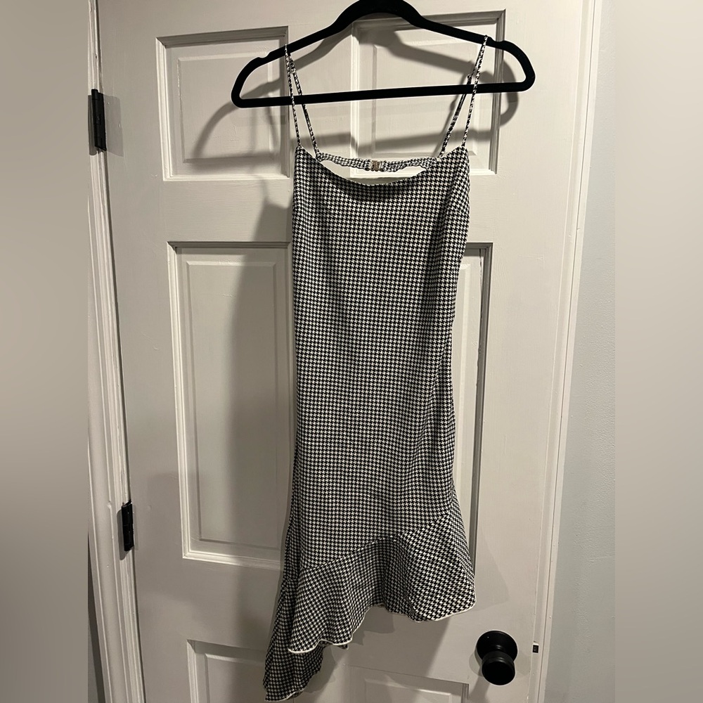Luvalot Gingham Mini Dress, a black and white check pattern size small